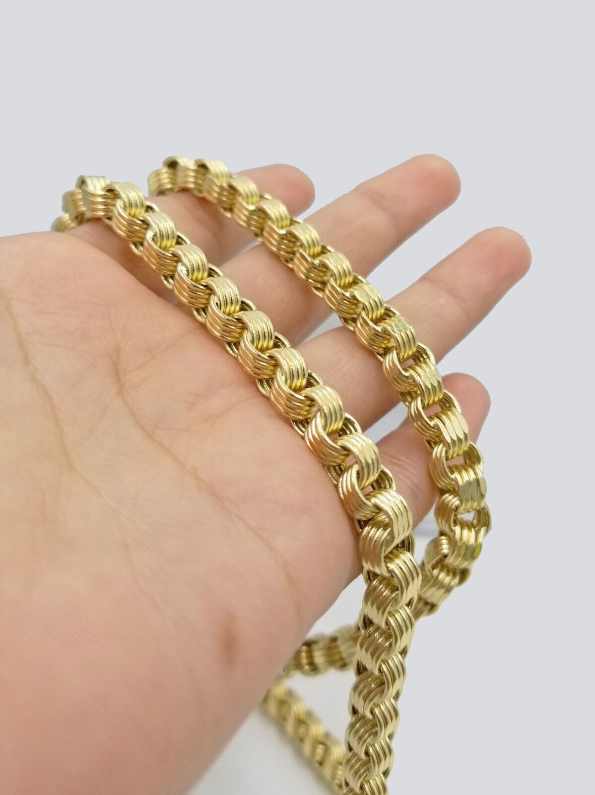 Real 10k Yellow Gold Box Byzantine Necklace 6mm 24" inch For Men 10kt Chain - GoldenlinQ